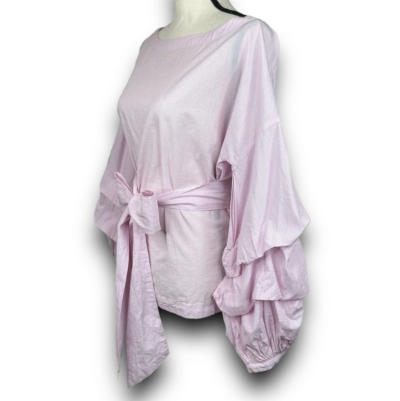 Banana Republic Pink Gingham Checkered Long Sleeve Blouse Top Sz Medium - Picture 2 of 10